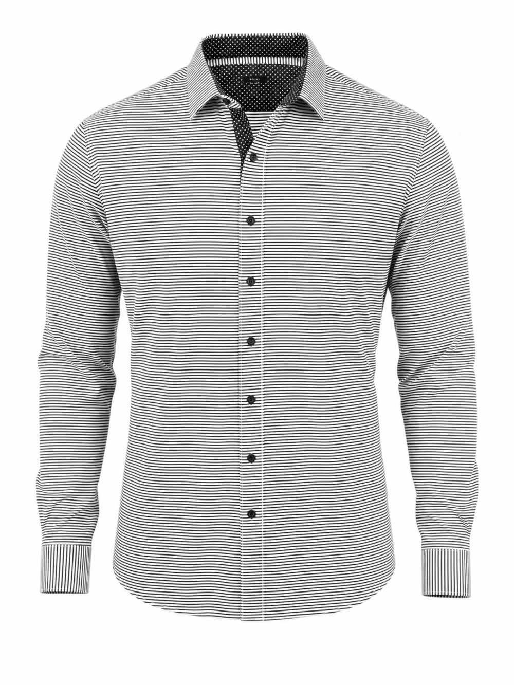 MMXIV Men’s Striped Button Down Shirt Size XL Black White Polka Dot Trim